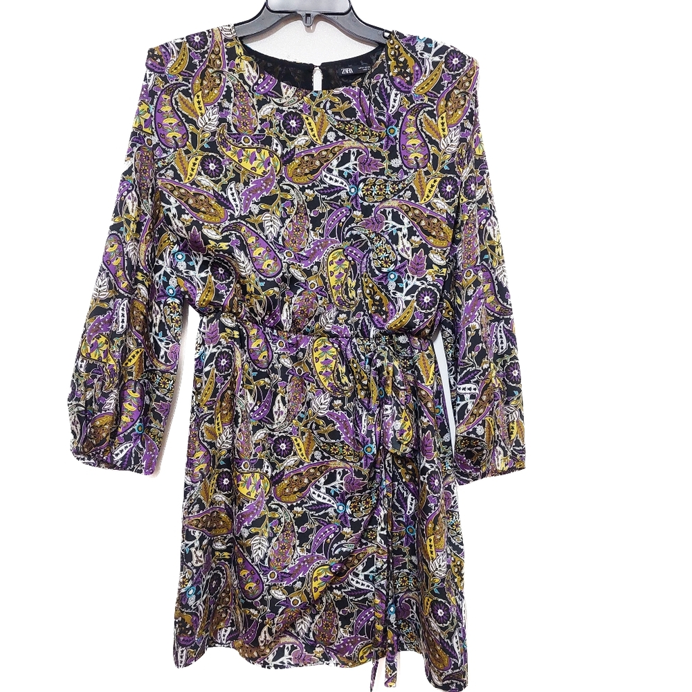 Zara Paisley Boho Mini Dress Size M | Long Sleeve Festival Cottagecore